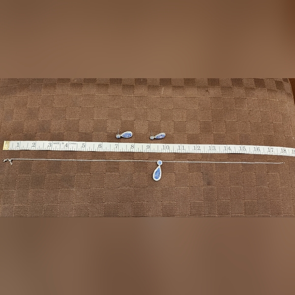 Blue Crystal Teardrop Necklace and Earring Set - Picture 5 of 5